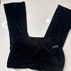 Juicy Couture Women's Black Velour Track Pants Soft Size L A030126